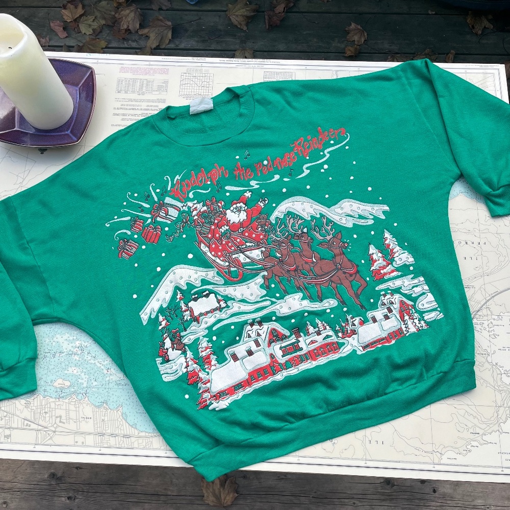 Vintage 80s Rudolph & Santa Graphic Sweatshirt